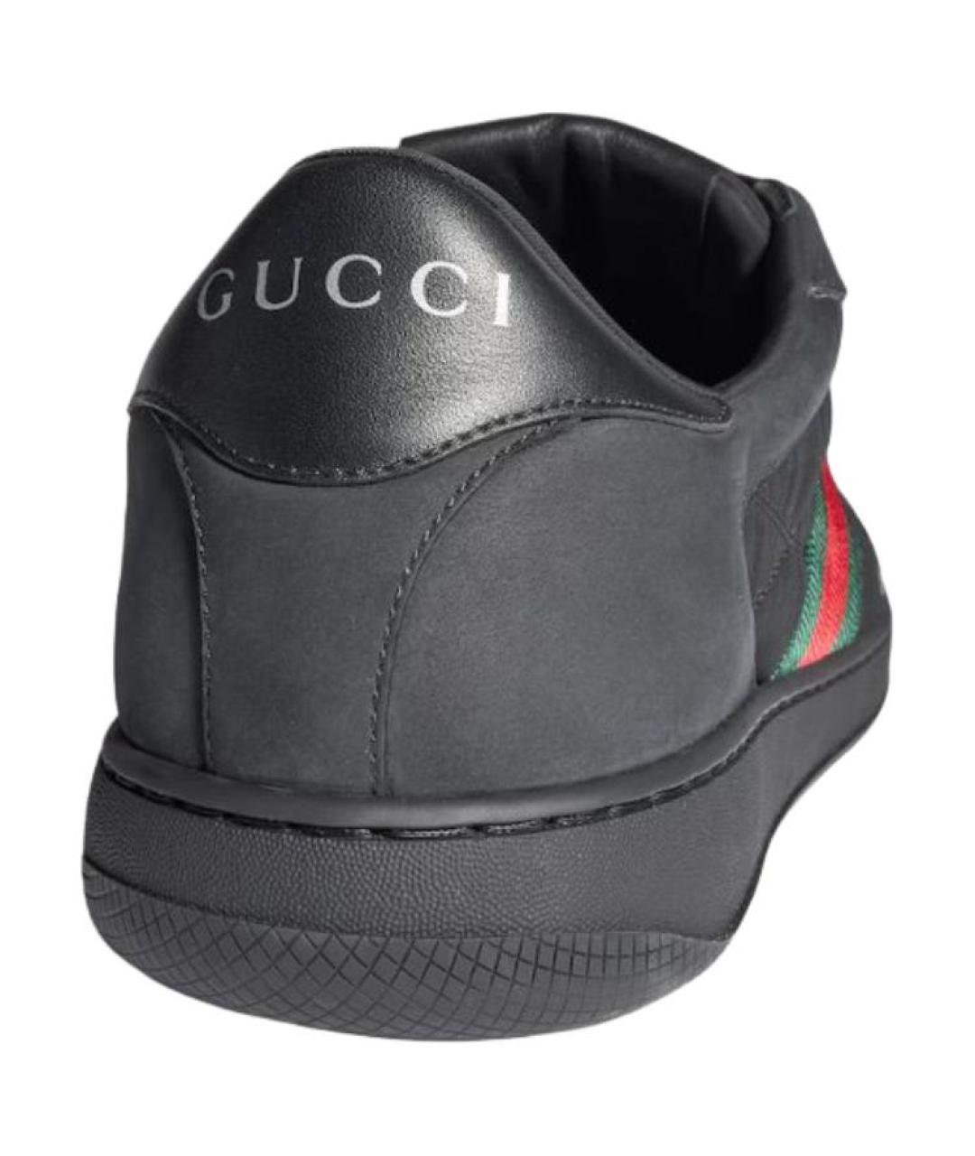 GUCCI Черные кожаные низкие кроссовки / кеды, фото 4