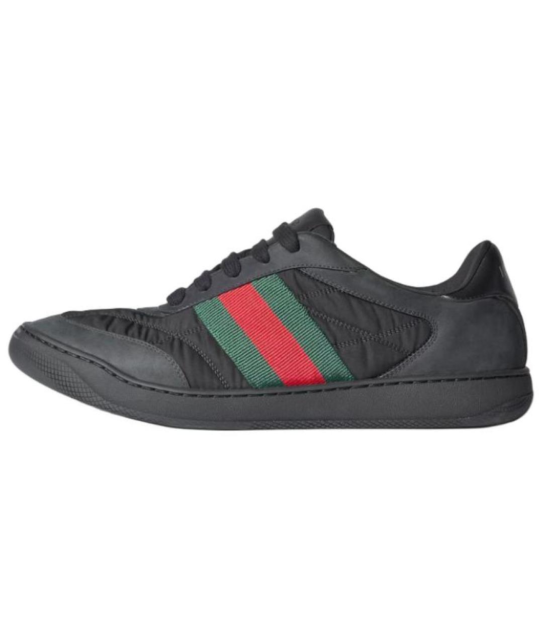 GUCCI Черные кожаные низкие кроссовки / кеды, фото 2