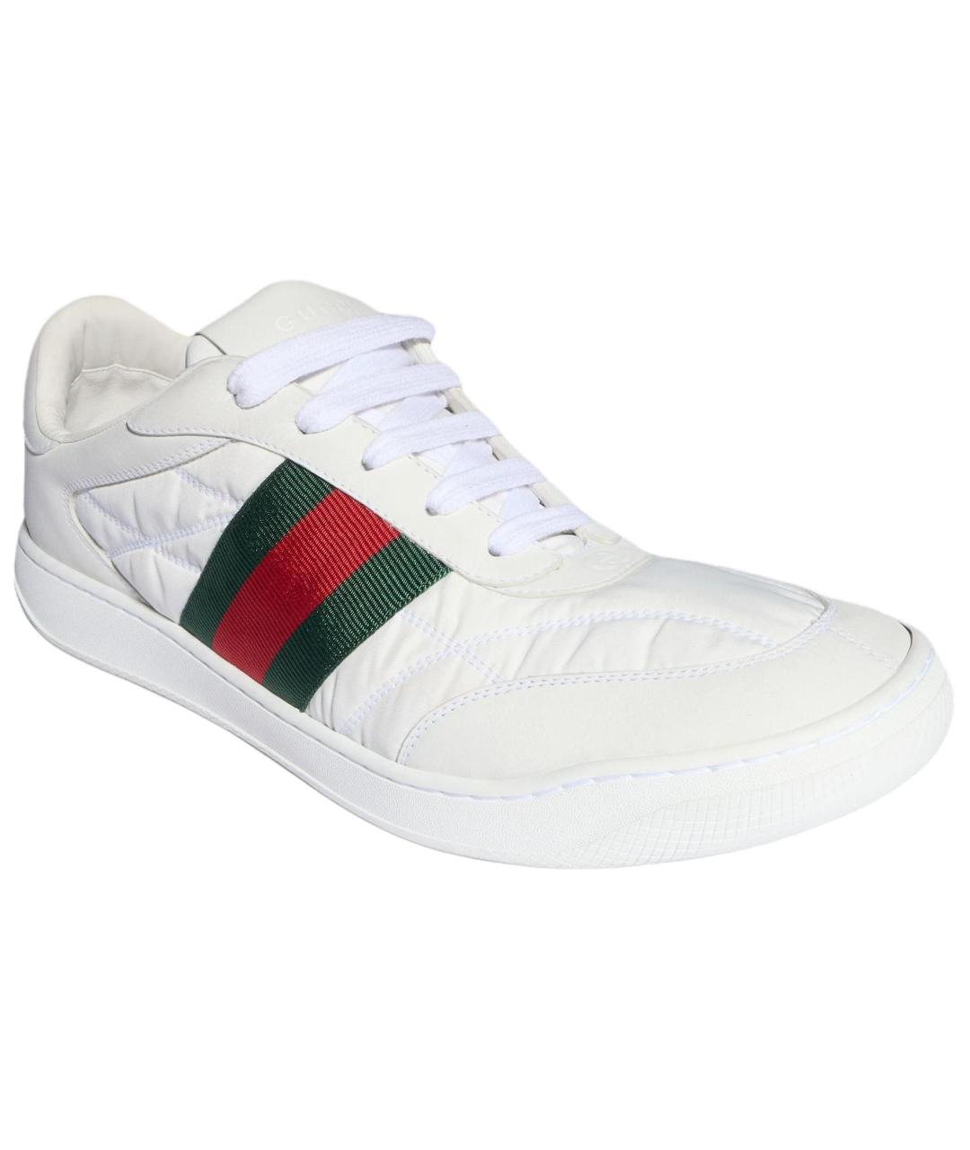 GUCCI Белые кожаные низкие кроссовки / кеды, фото 3