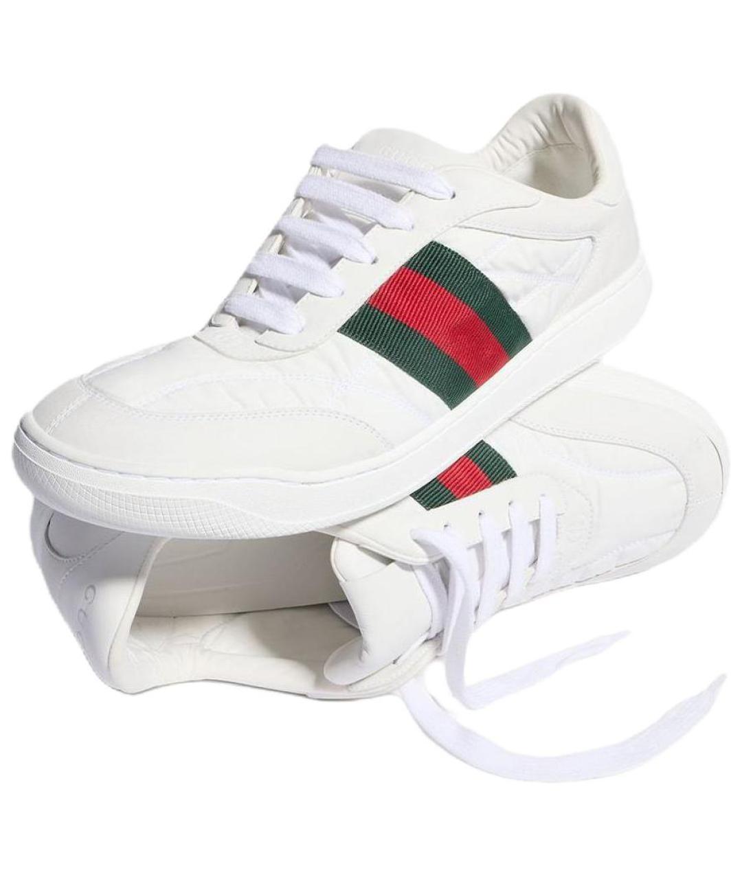 GUCCI Белые кожаные низкие кроссовки / кеды, фото 4