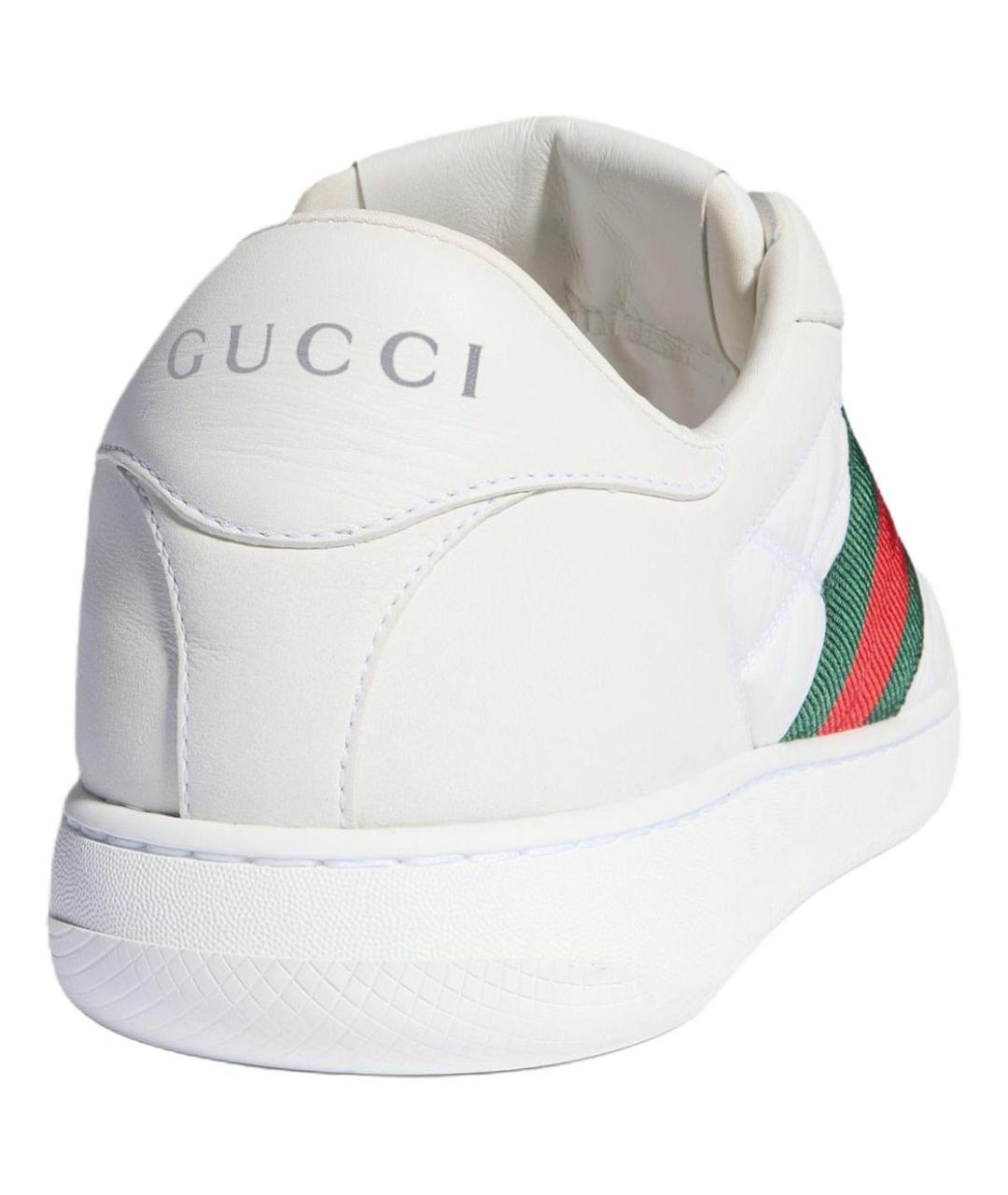 GUCCI Белые кожаные низкие кроссовки / кеды, фото 5