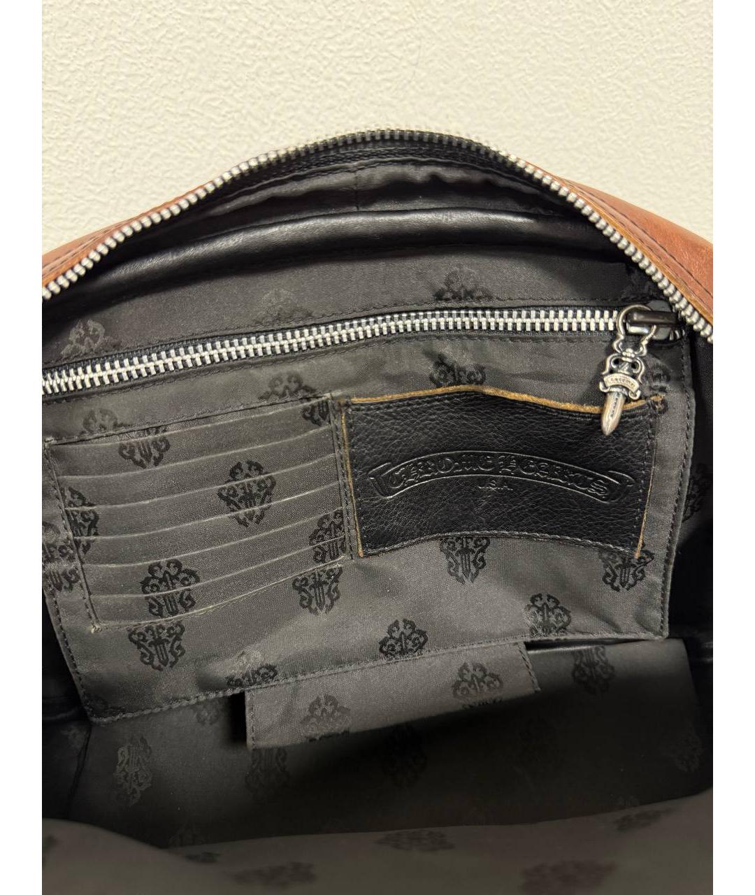 CHROME HEARTS Коричневая кожаная сумка с короткими ручками, фото 9