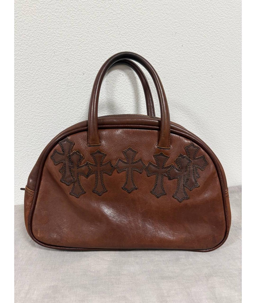 CHROME HEARTS Коричневая кожаная сумка с короткими ручками, фото 10