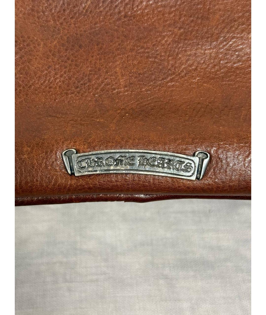 CHROME HEARTS Коричневая кожаная сумка с короткими ручками, фото 8
