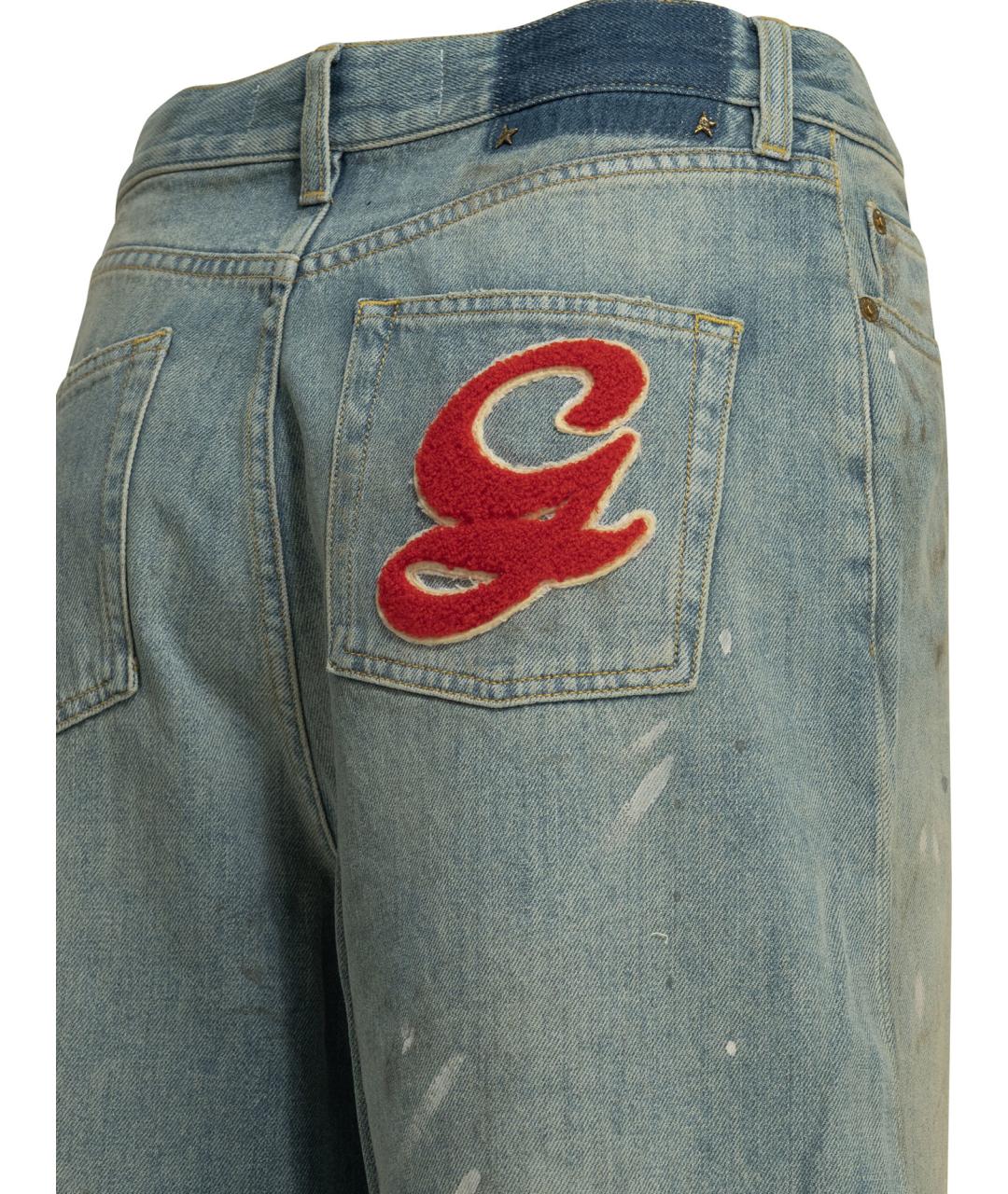 GOLDEN GOOSE Голубые хлопковые прямые джинсы, фото 4