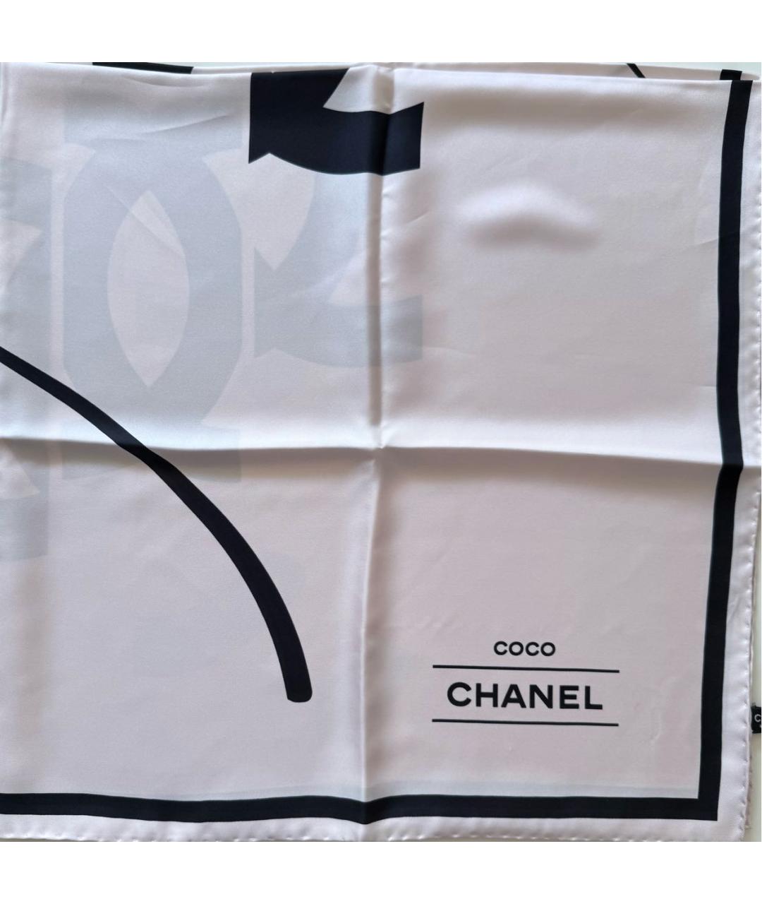 CHANEL Бежевый шелковый платок, фото 9