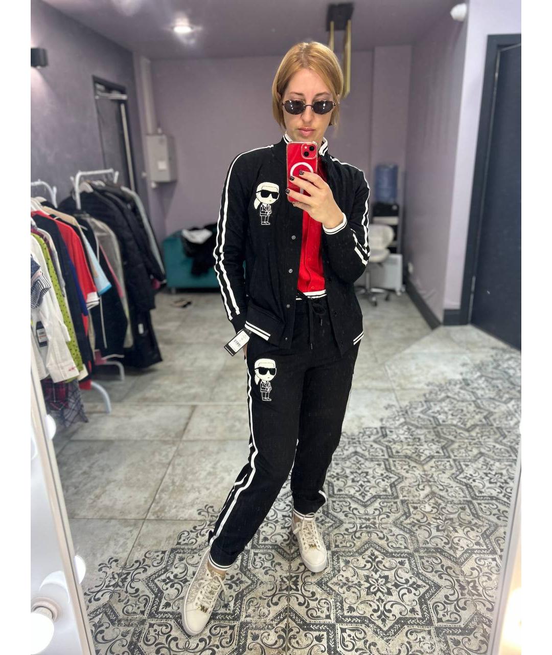 KARL LAGERFELD Черный хлопко-эластановый костюм с брюками, фото 5