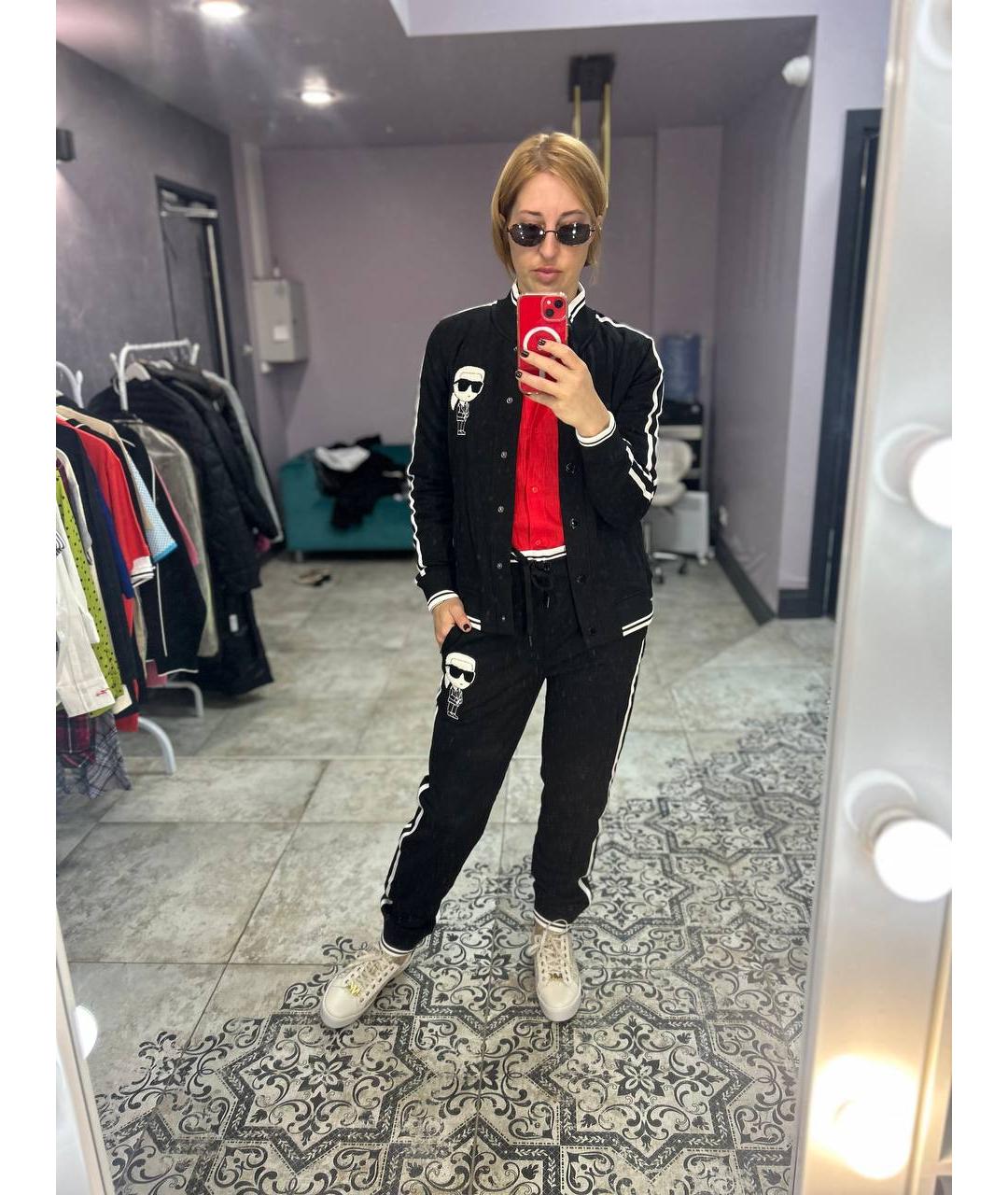 KARL LAGERFELD Черный хлопко-эластановый костюм с брюками, фото 3