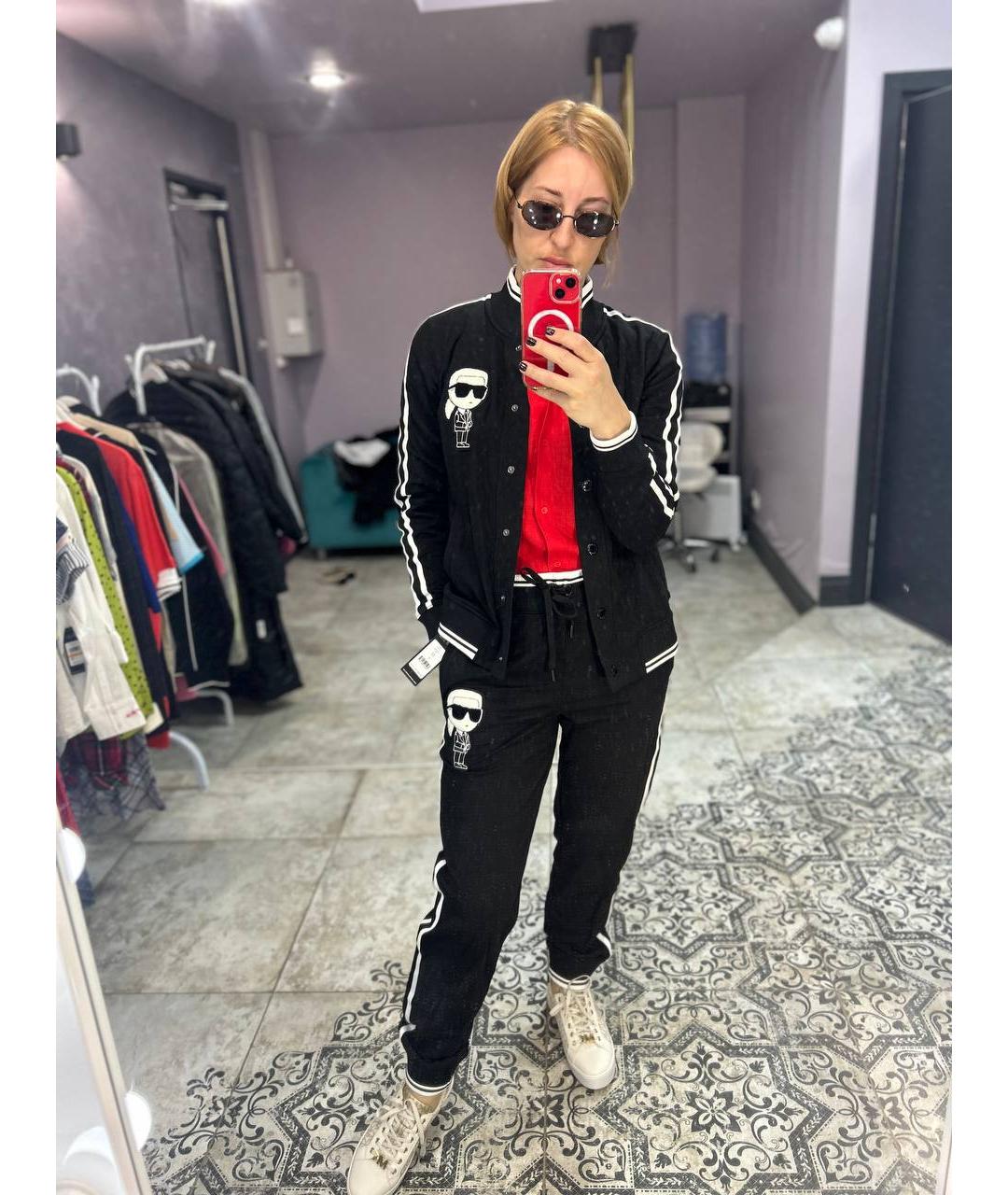 KARL LAGERFELD Черный хлопко-эластановый костюм с брюками, фото 4