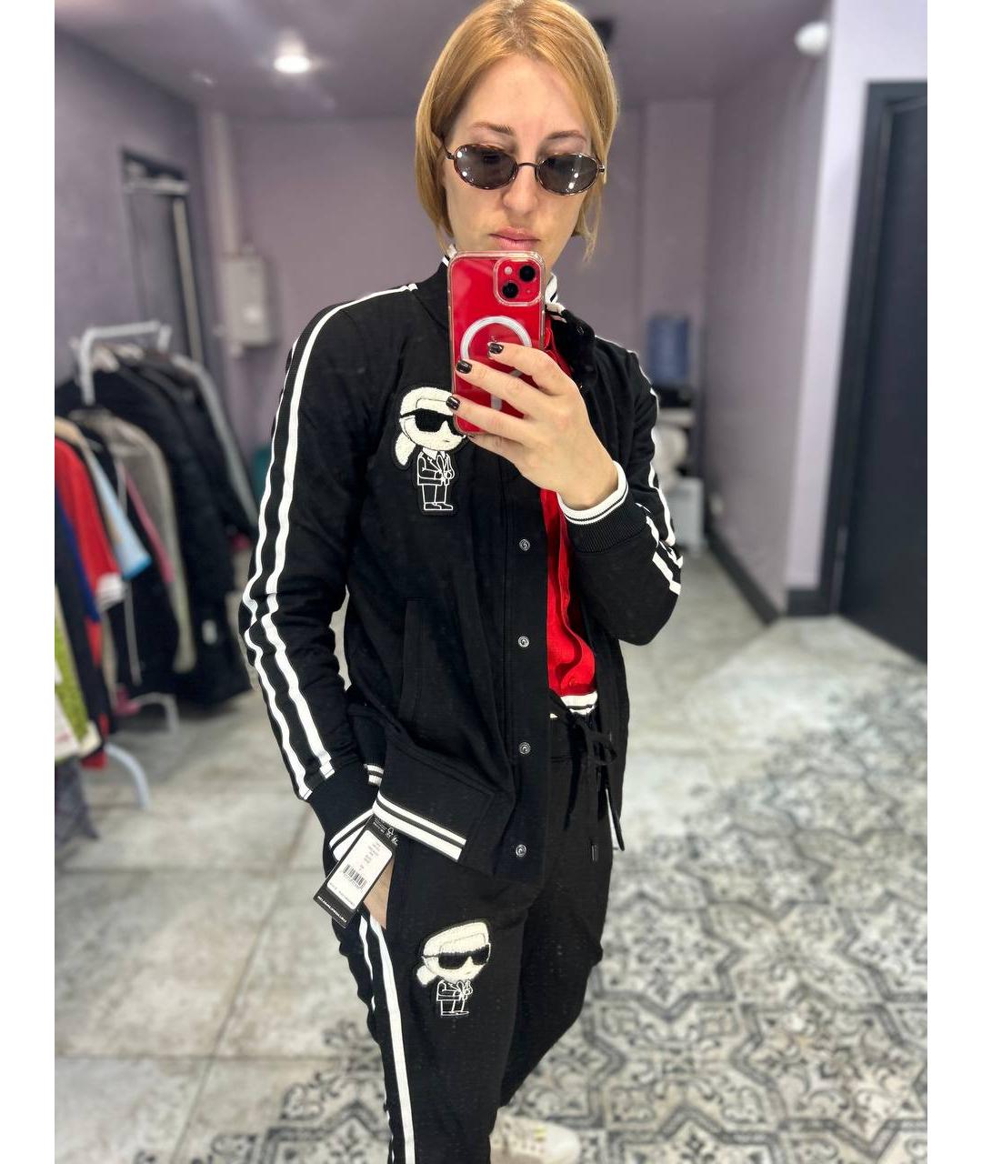 KARL LAGERFELD Черный хлопко-эластановый костюм с брюками, фото 2