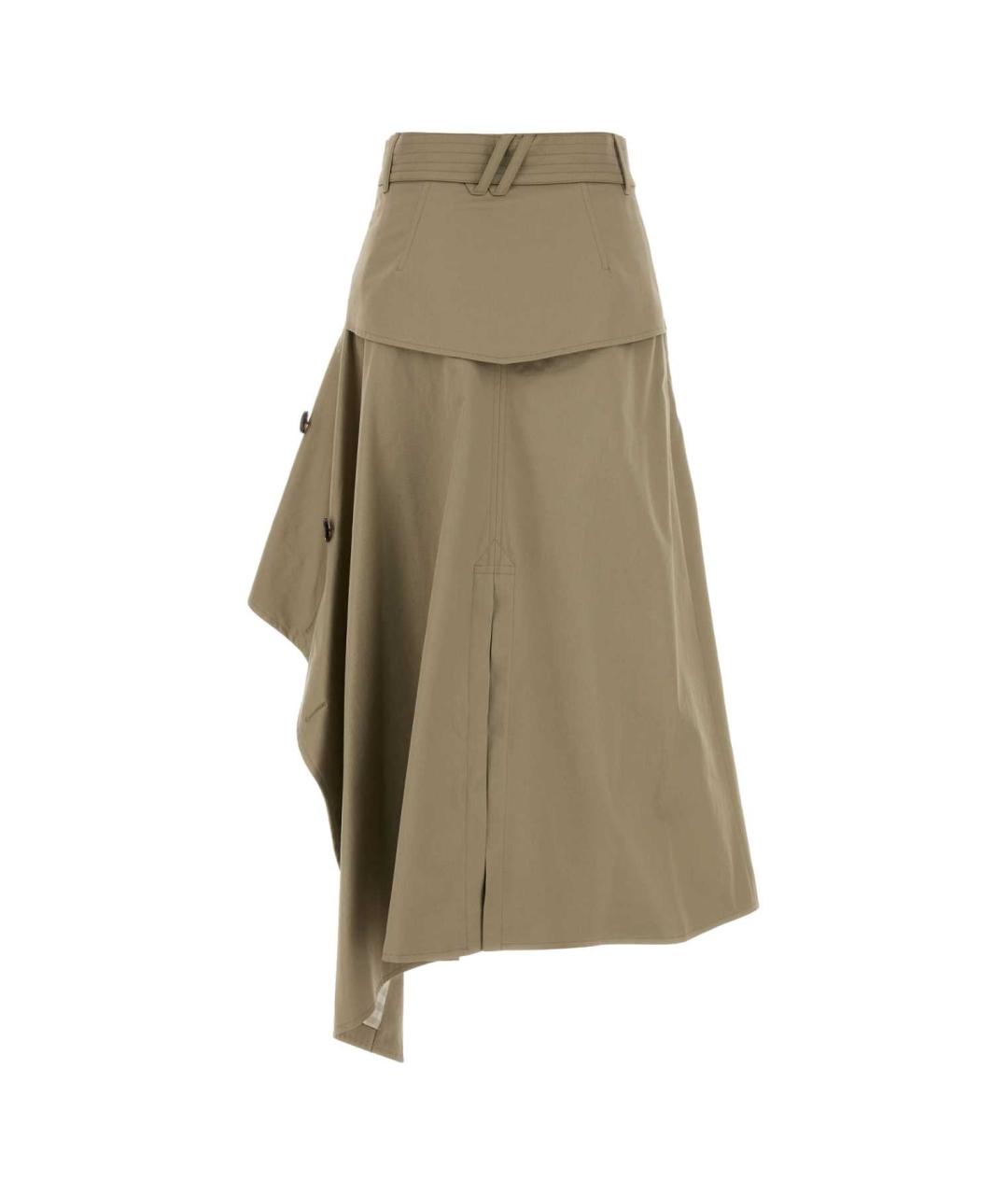 BURBERRY Бежевая хлопковая юбка миди, фото 2