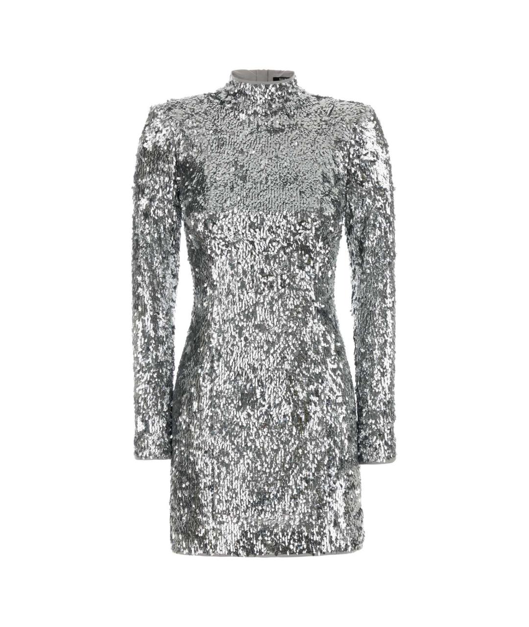 BALMAIN Серебряное полиэстеровое коктейльное платье, фото 1