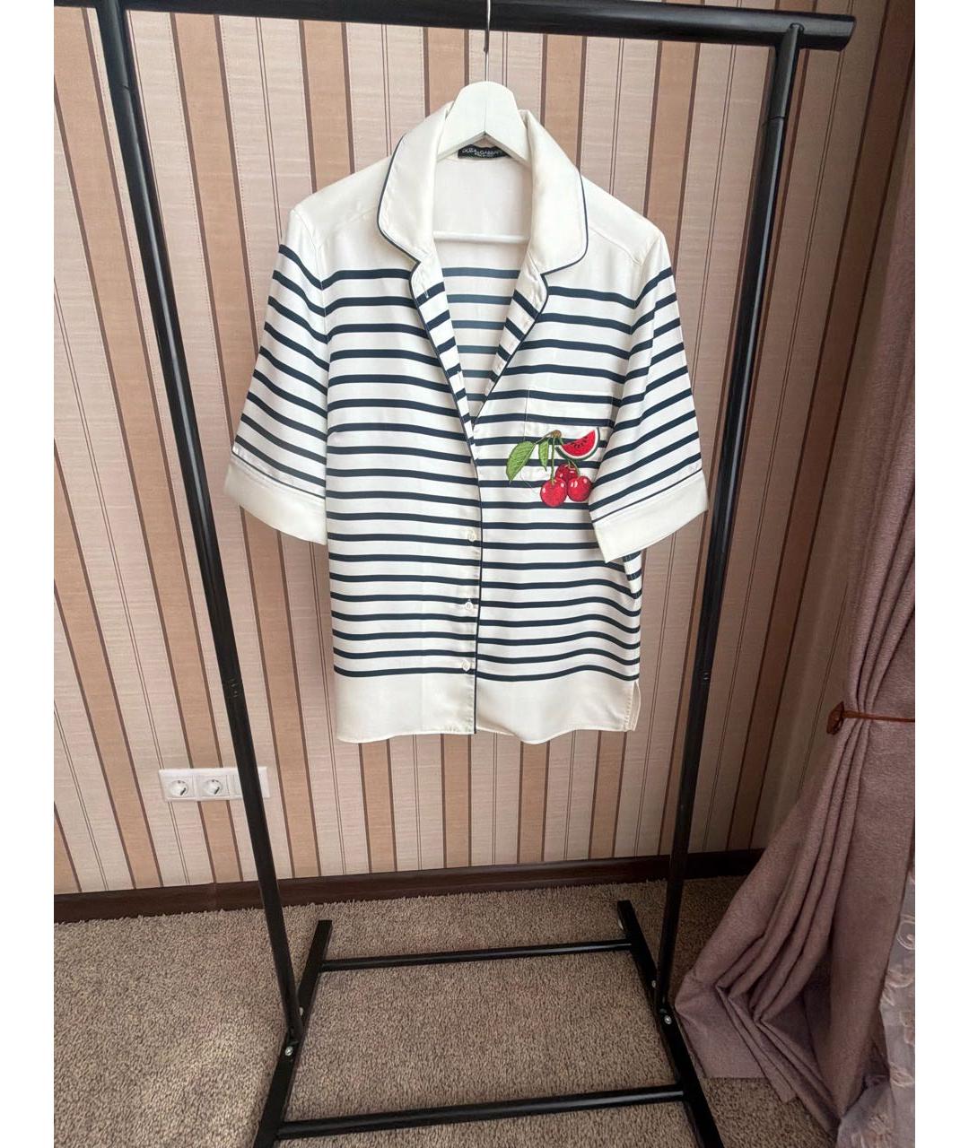 DOLCE&GABBANA Белый шелковый костюм с брюками, фото 9