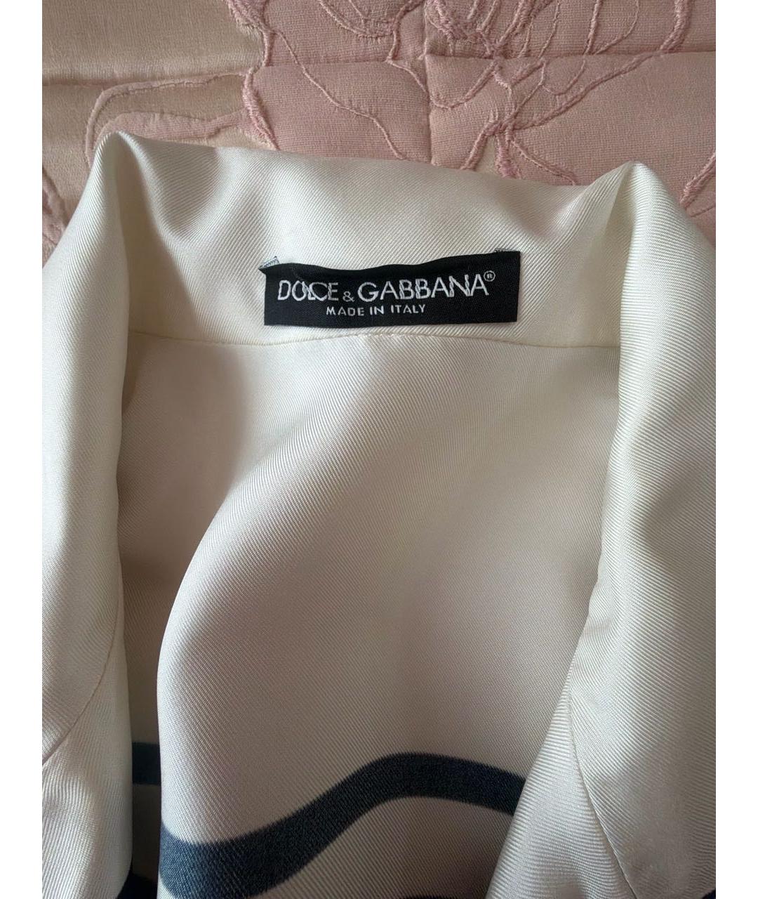 DOLCE&GABBANA Белый шелковый костюм с брюками, фото 3