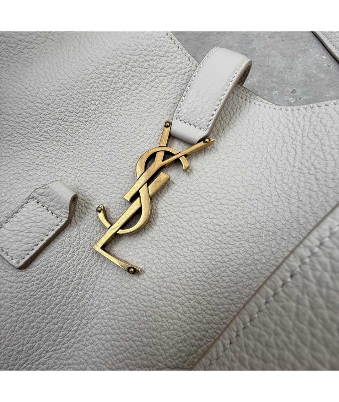 SAINT LAURENT Серая кожаная сумка тоут, фото 8