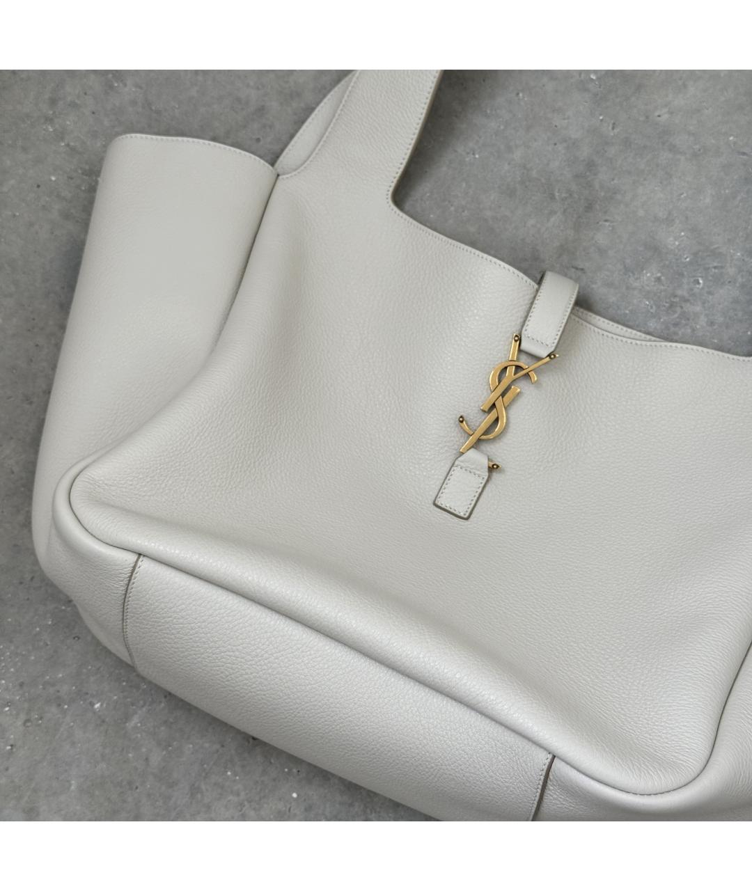SAINT LAURENT Серая кожаная сумка тоут, фото 3