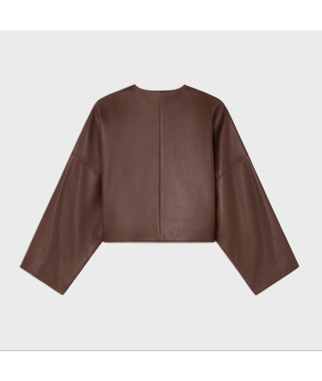 CELINE Коричневая кожаная куртка, фото 2