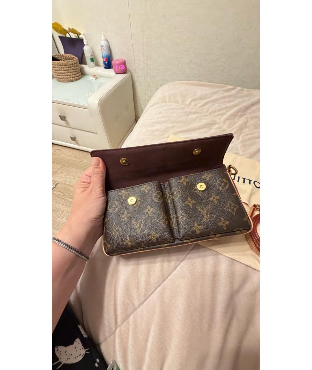 LOUIS VUITTON Коричневая кожаная сумка через плечо, фото 5