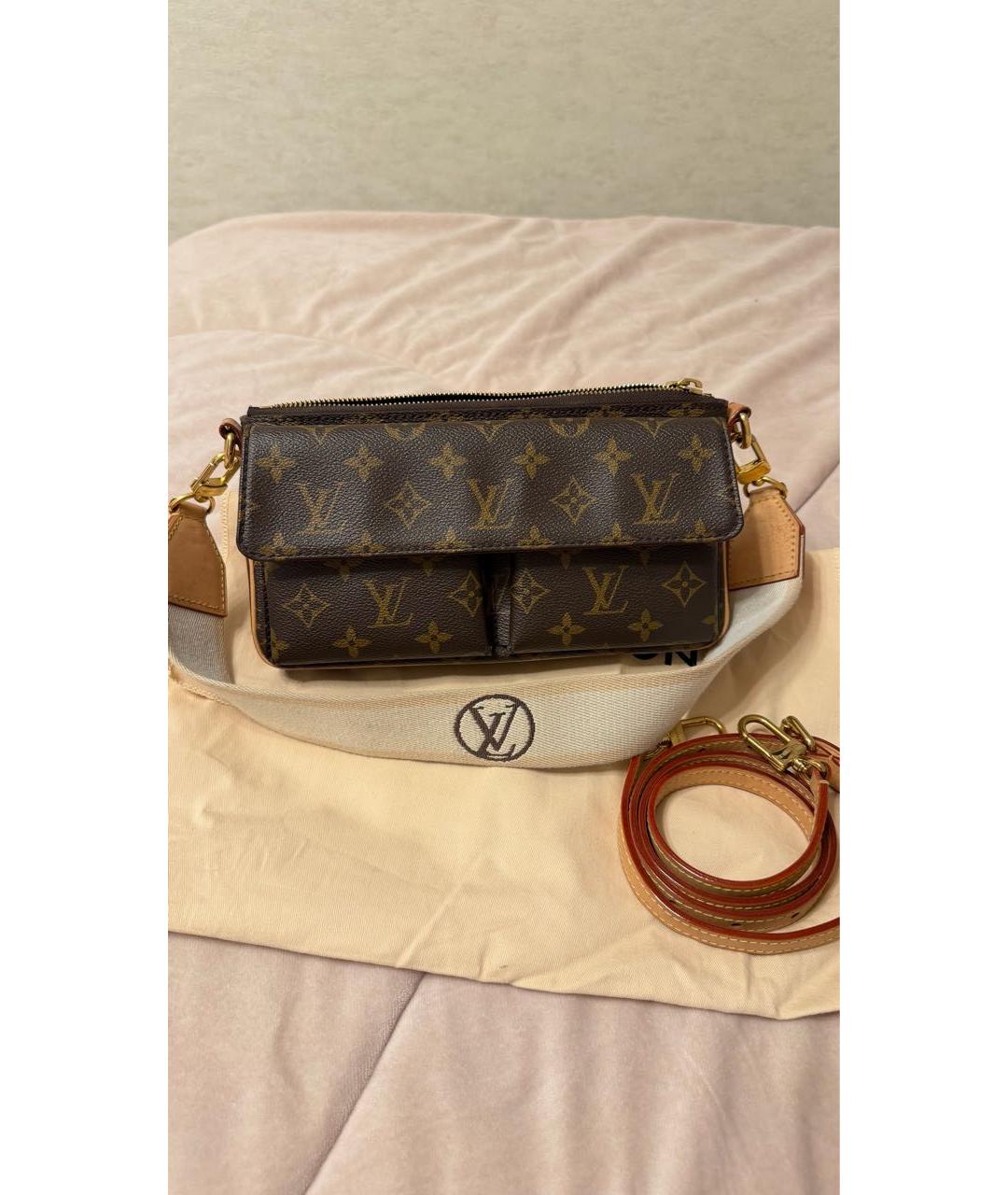 LOUIS VUITTON Коричневая кожаная сумка через плечо, фото 8