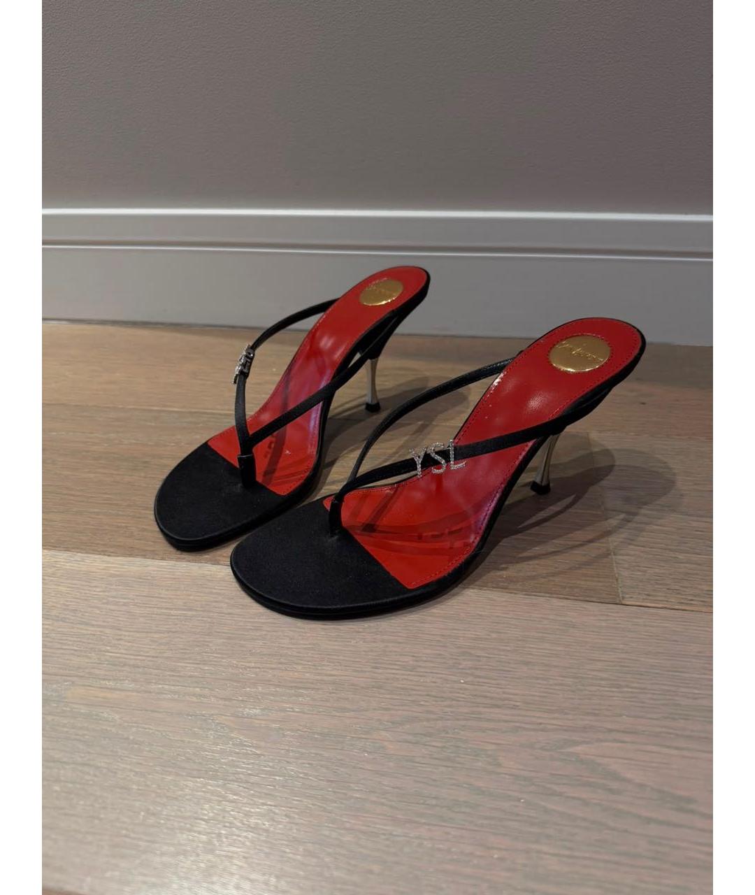 SAINT LAURENT Черные босоножки, фото 5