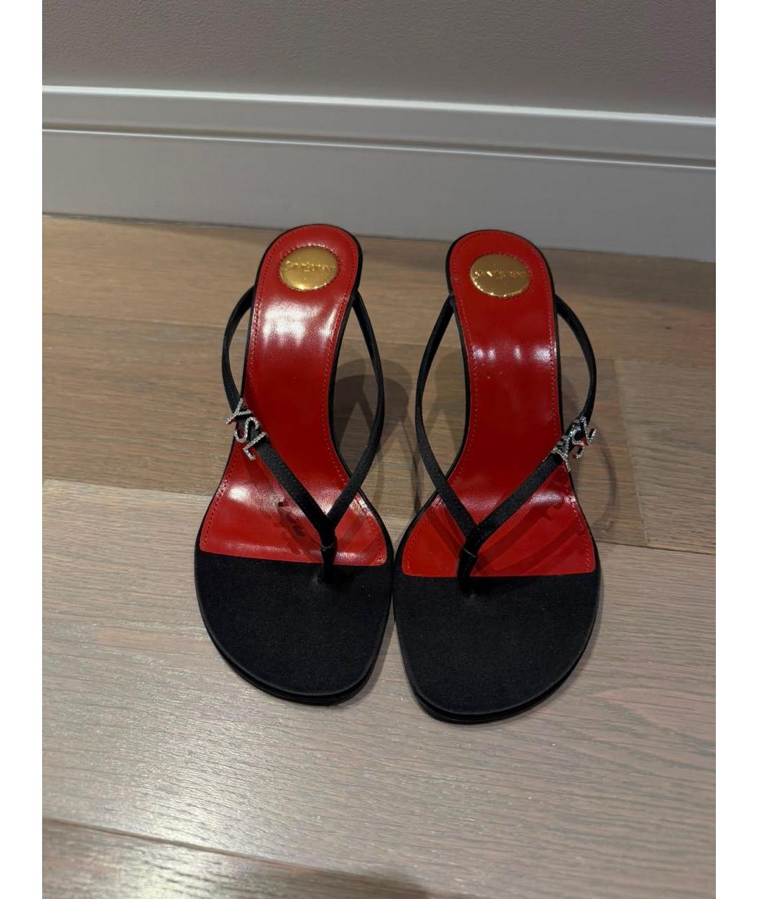 SAINT LAURENT Черные босоножки, фото 2