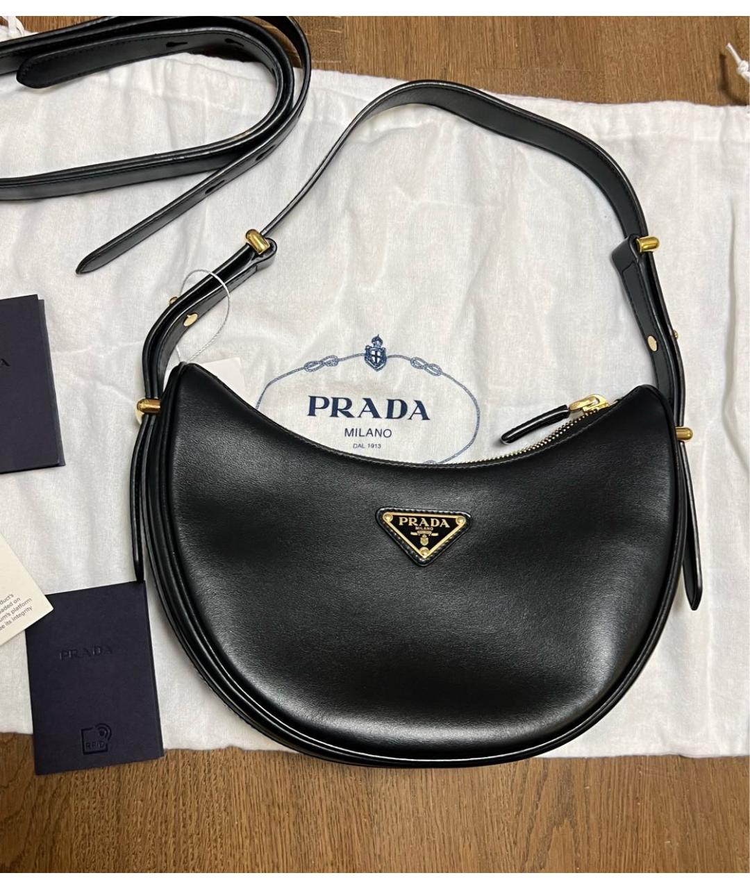 PRADA Черная кожаная сумка с короткими ручками, фото 5