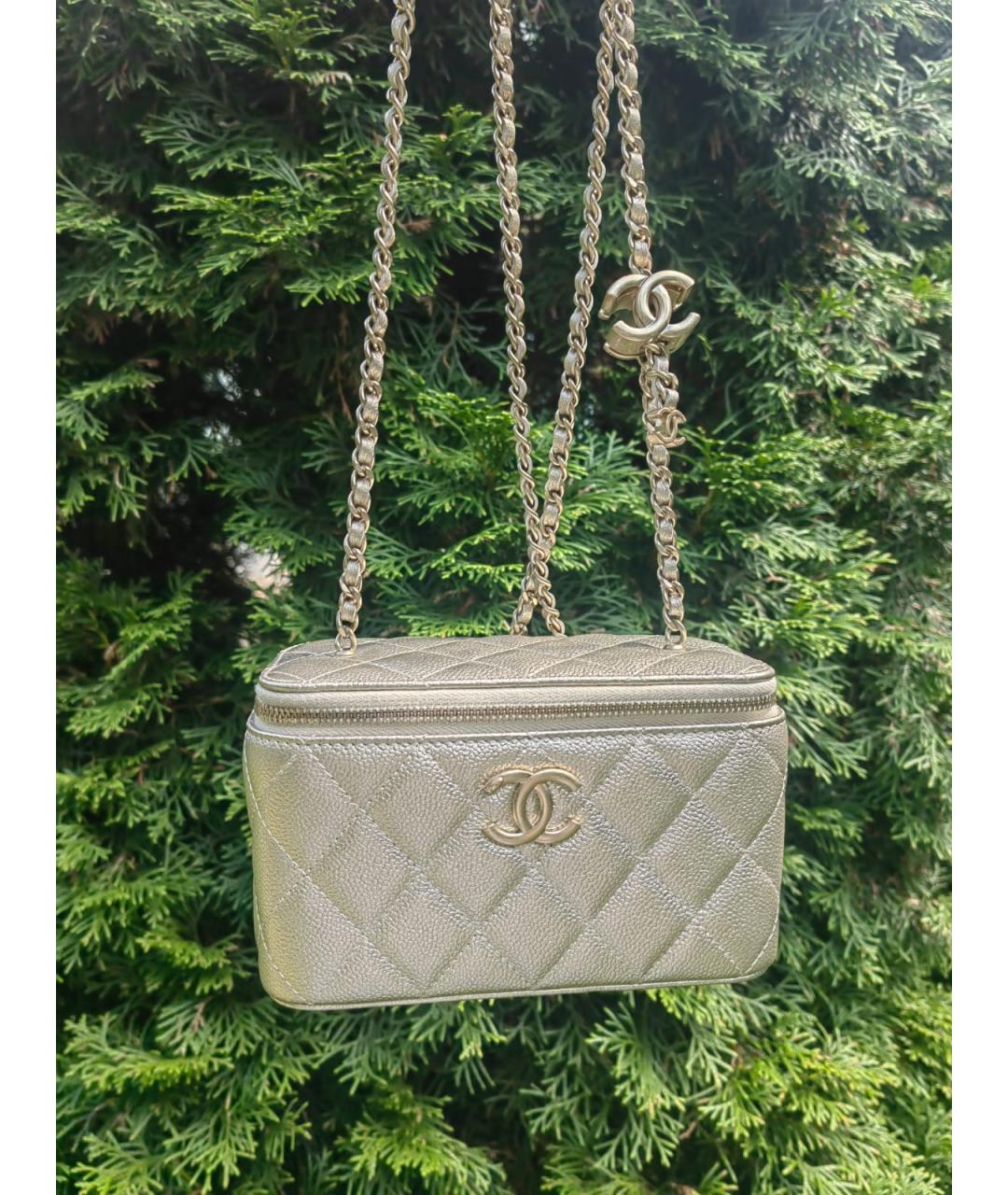CHANEL Золотая кожаная сумка через плечо, фото 3