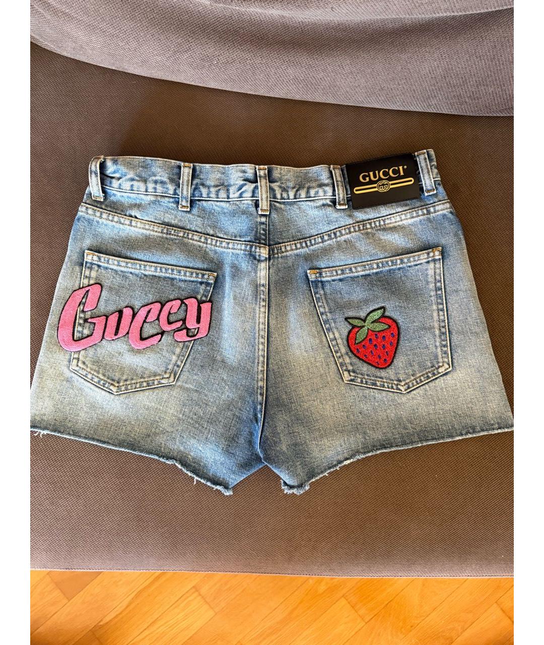GUCCI Синие деним шорты, фото 2