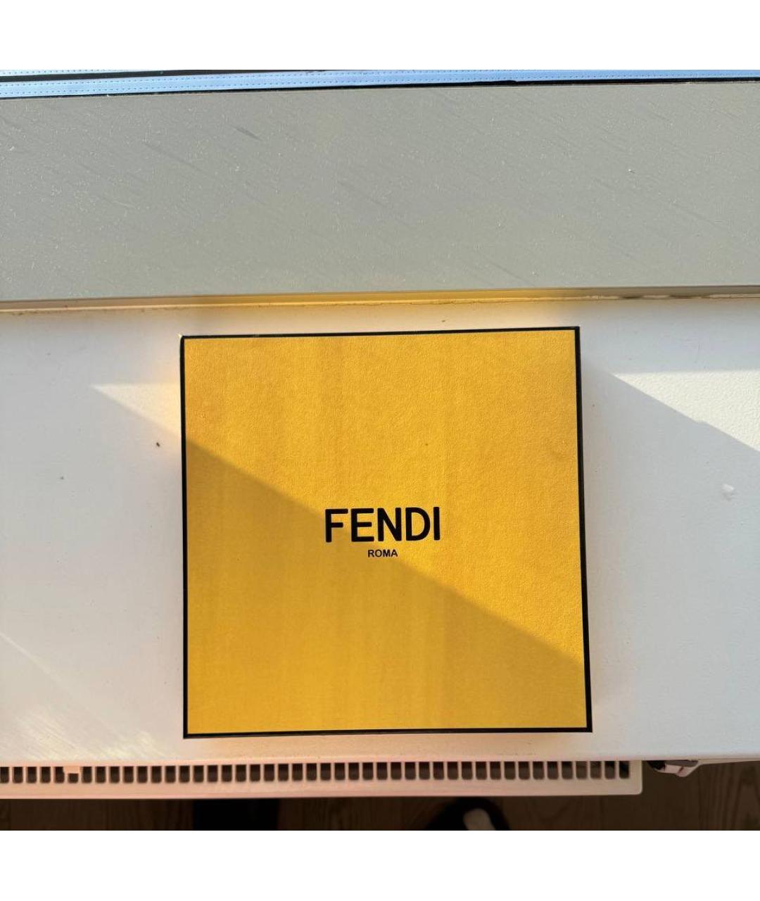 FENDI Коричневый шелковый шарф, фото 4