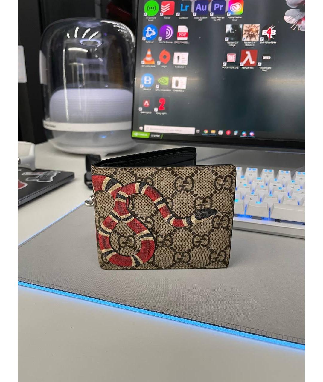 GUCCI Коричневый кожаный кошелек, фото 5