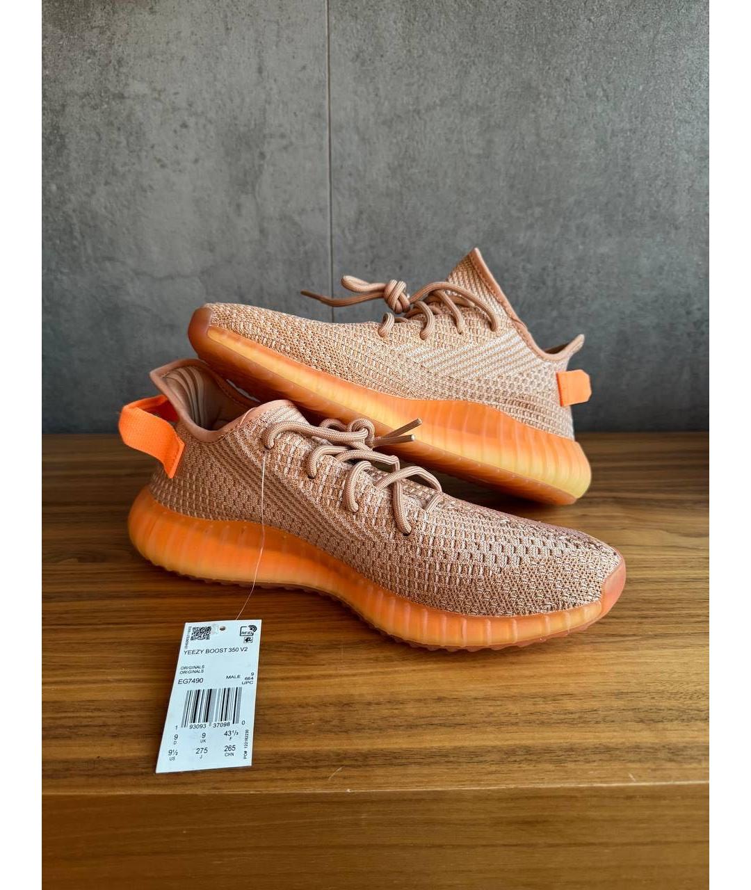 YEEZY Оранжевые текстильные низкие кроссовки / кеды, фото 3