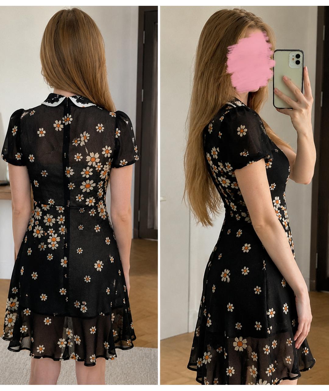 RED VALENTINO Черное шифоновое коктейльное платье, фото 4