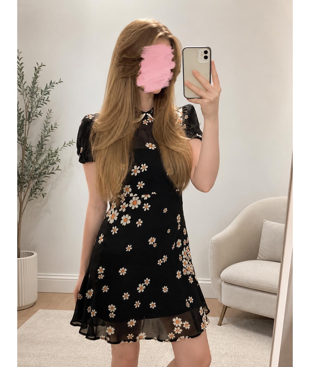 RED VALENTINO Черное шифоновое коктейльное платье, фото 2