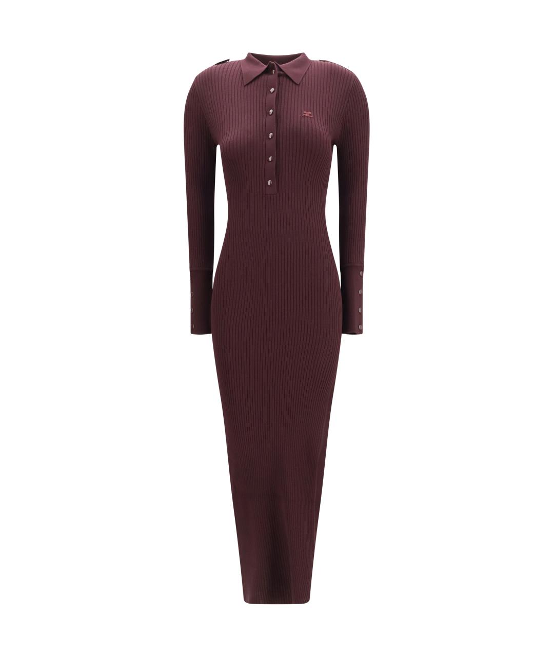COURREGES Бордовое синтетическое повседневное платье, фото 1