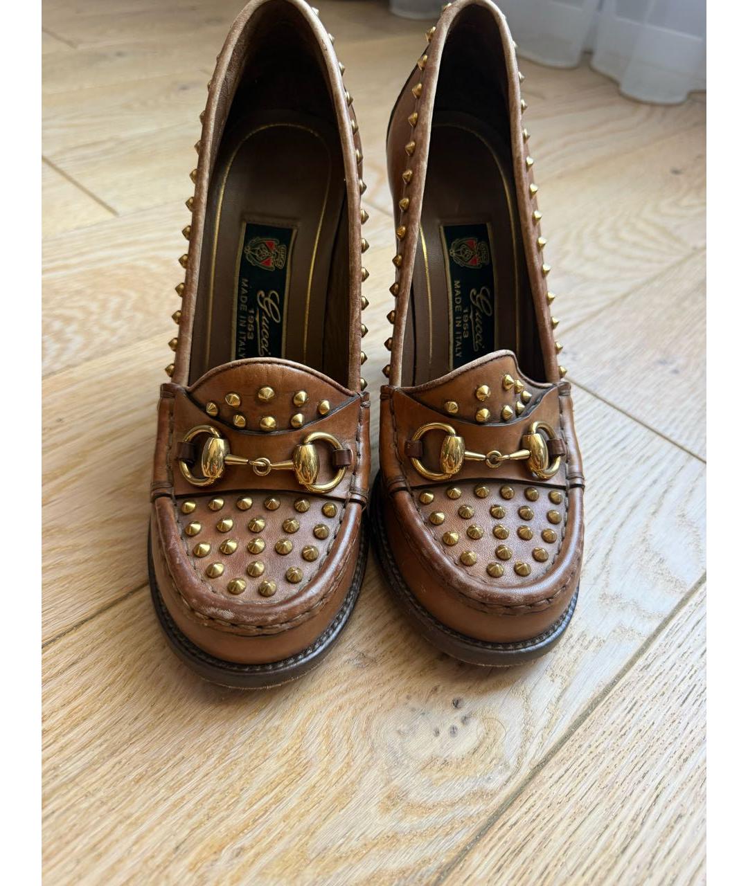 GUCCI Коричневые кожаные туфли, фото 2