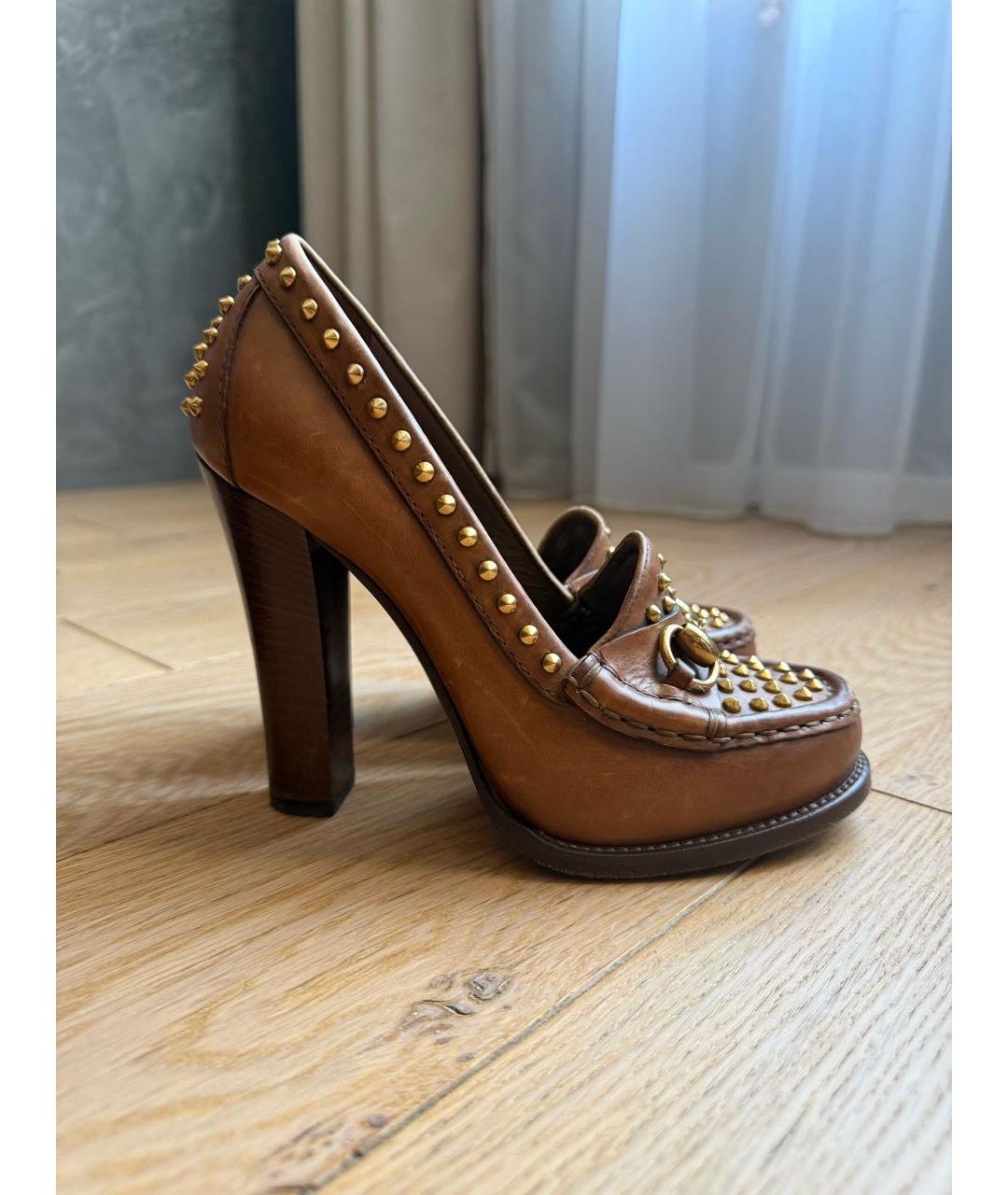 GUCCI Коричневые кожаные туфли, фото 8