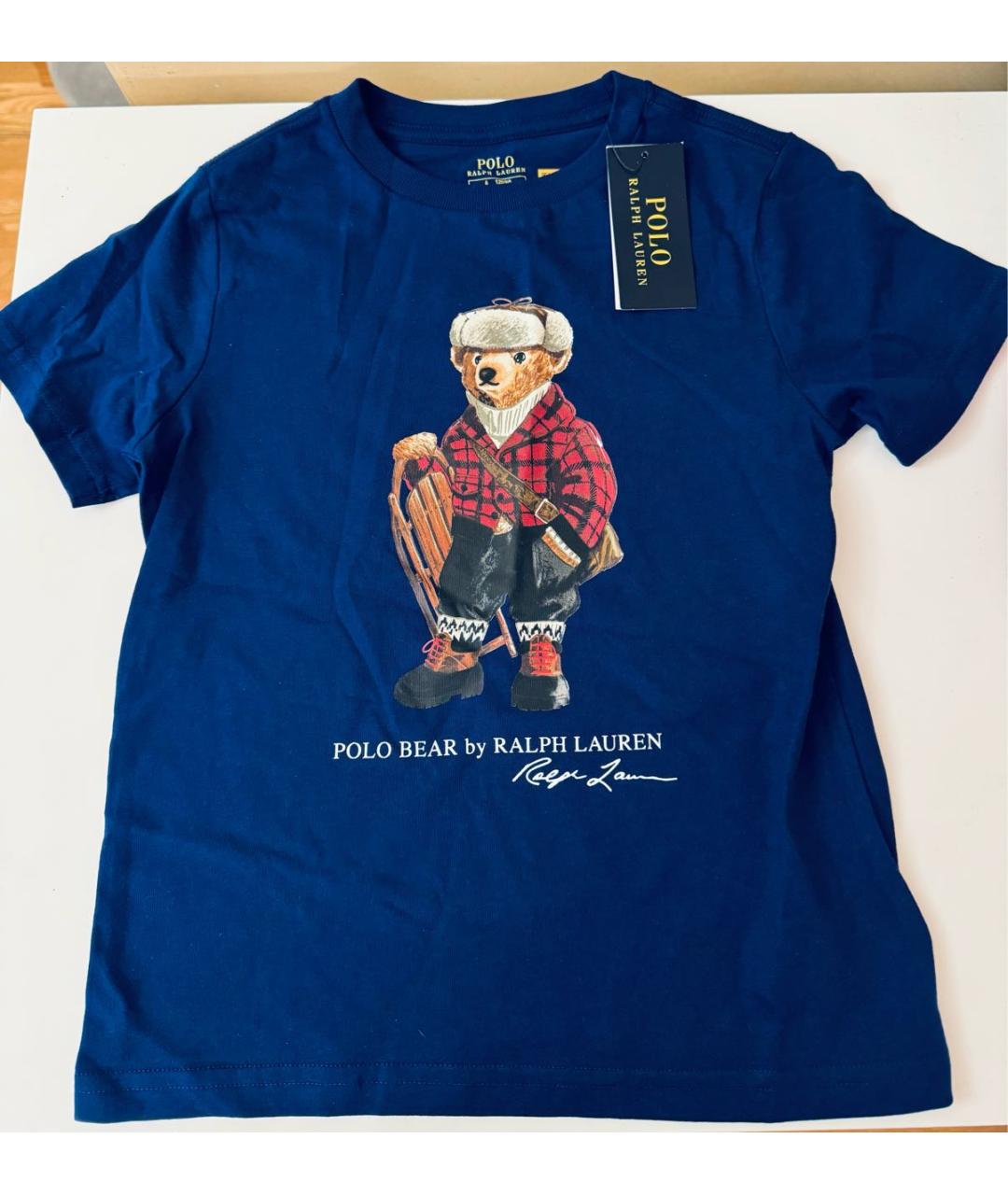 POLO RALPH LAUREN Темно-синяя хлопковая детская футболка, фото 2
