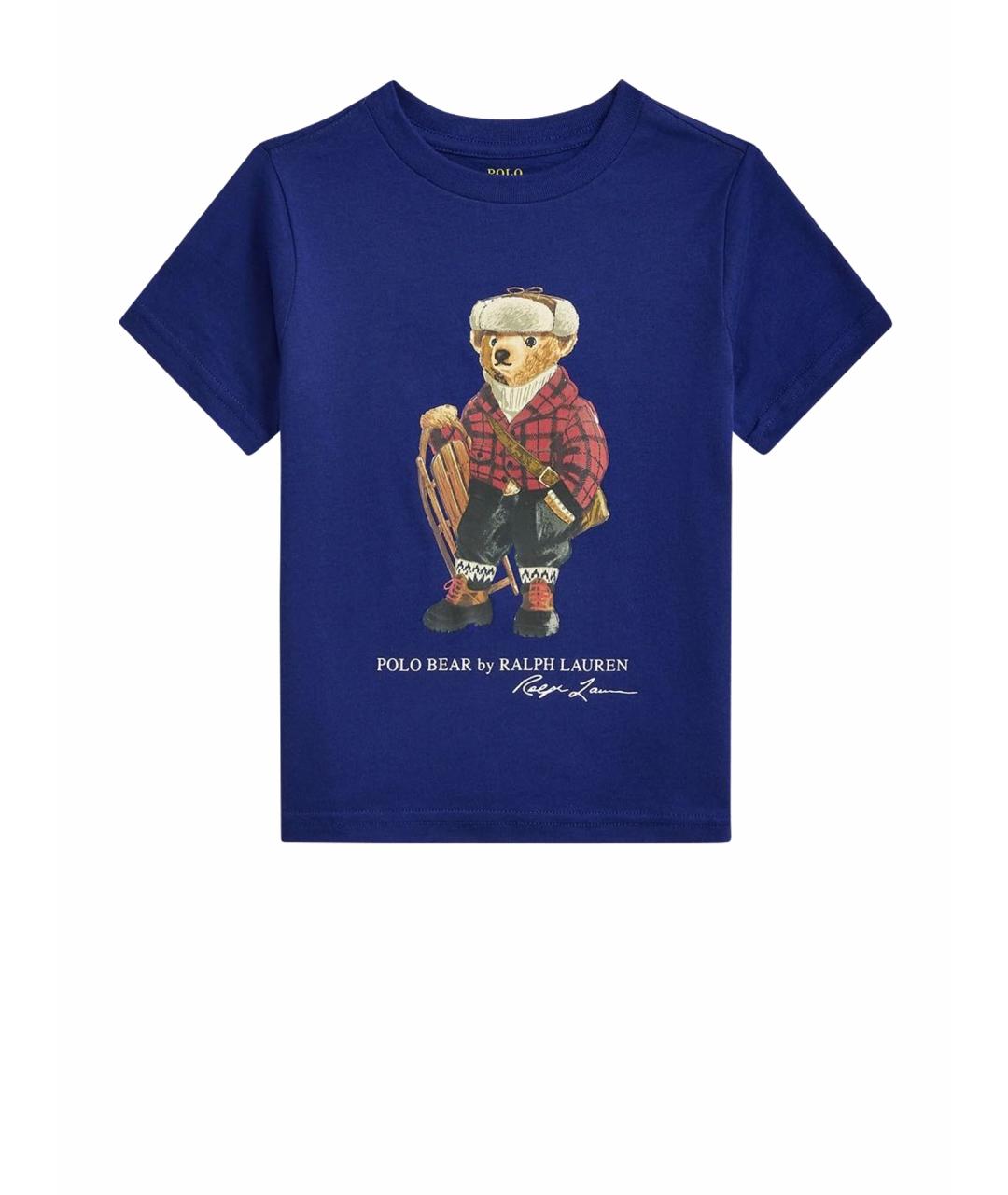 POLO RALPH LAUREN Темно-синяя хлопковая детская футболка, фото 1