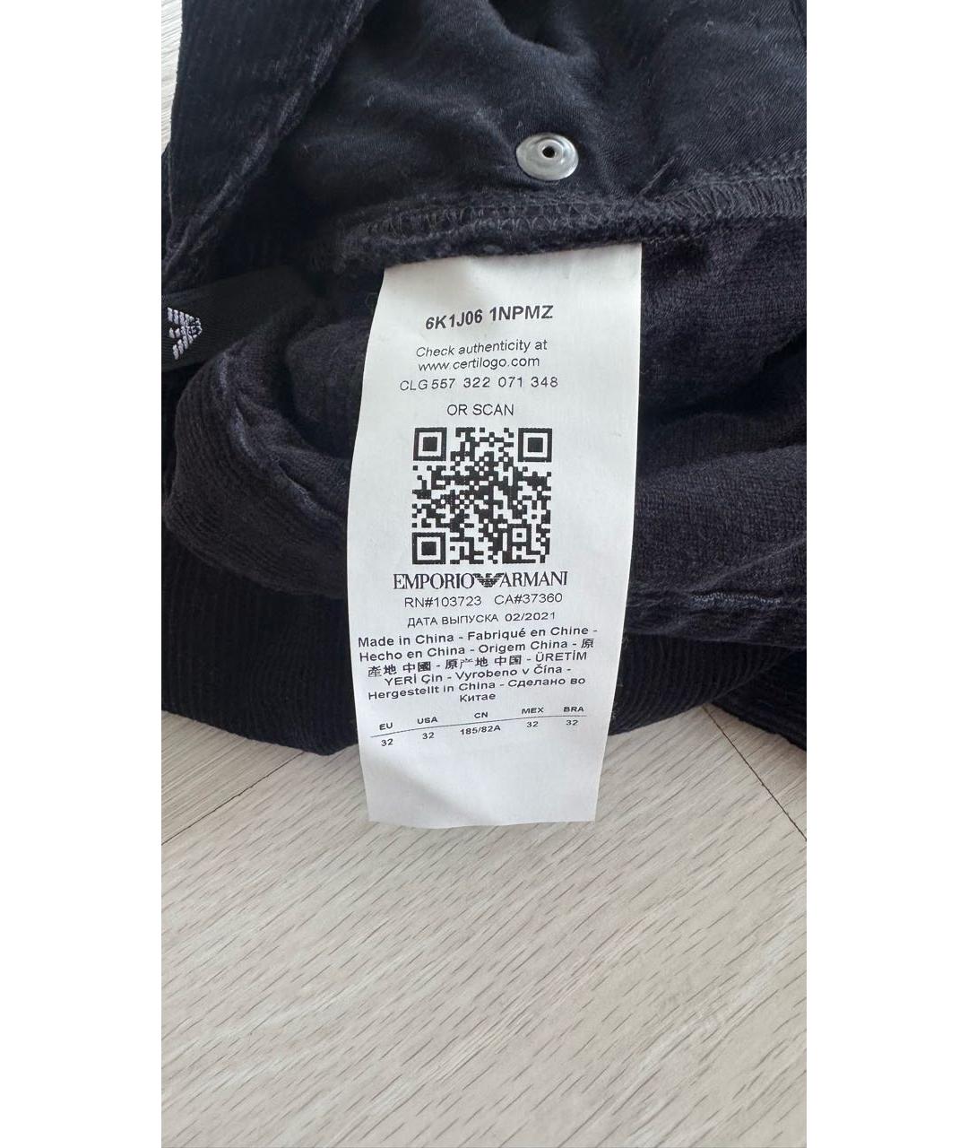 EMPORIO ARMANI Черные хлопко-эластановые прямые джинсы, фото 5