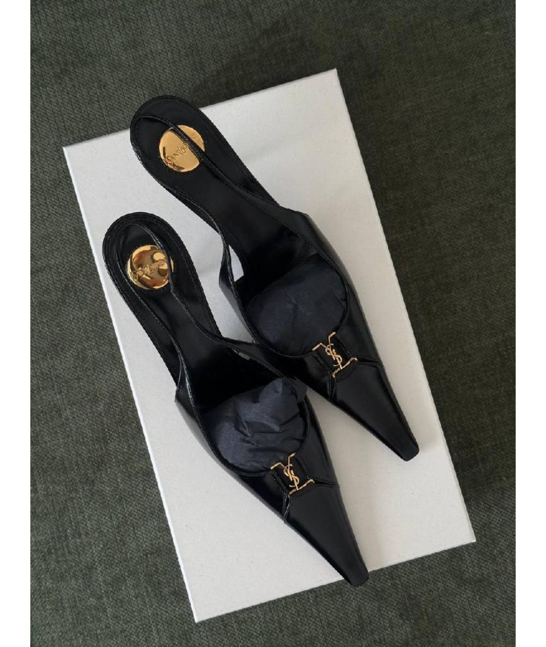 SAINT LAURENT Черные кожаные туфли, фото 2