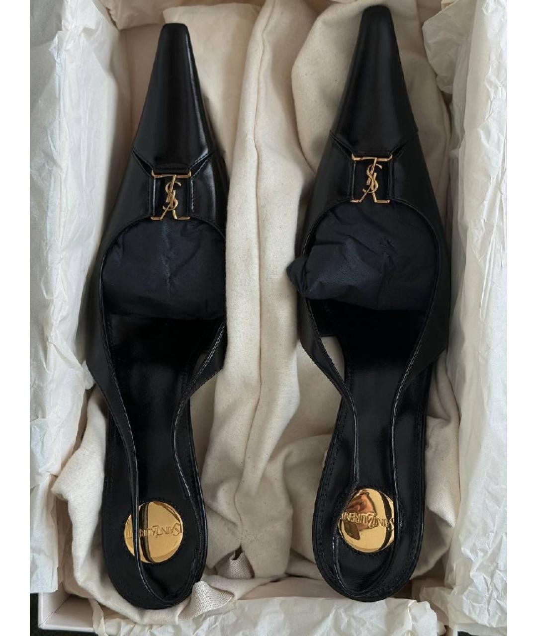 SAINT LAURENT Черные кожаные туфли, фото 6