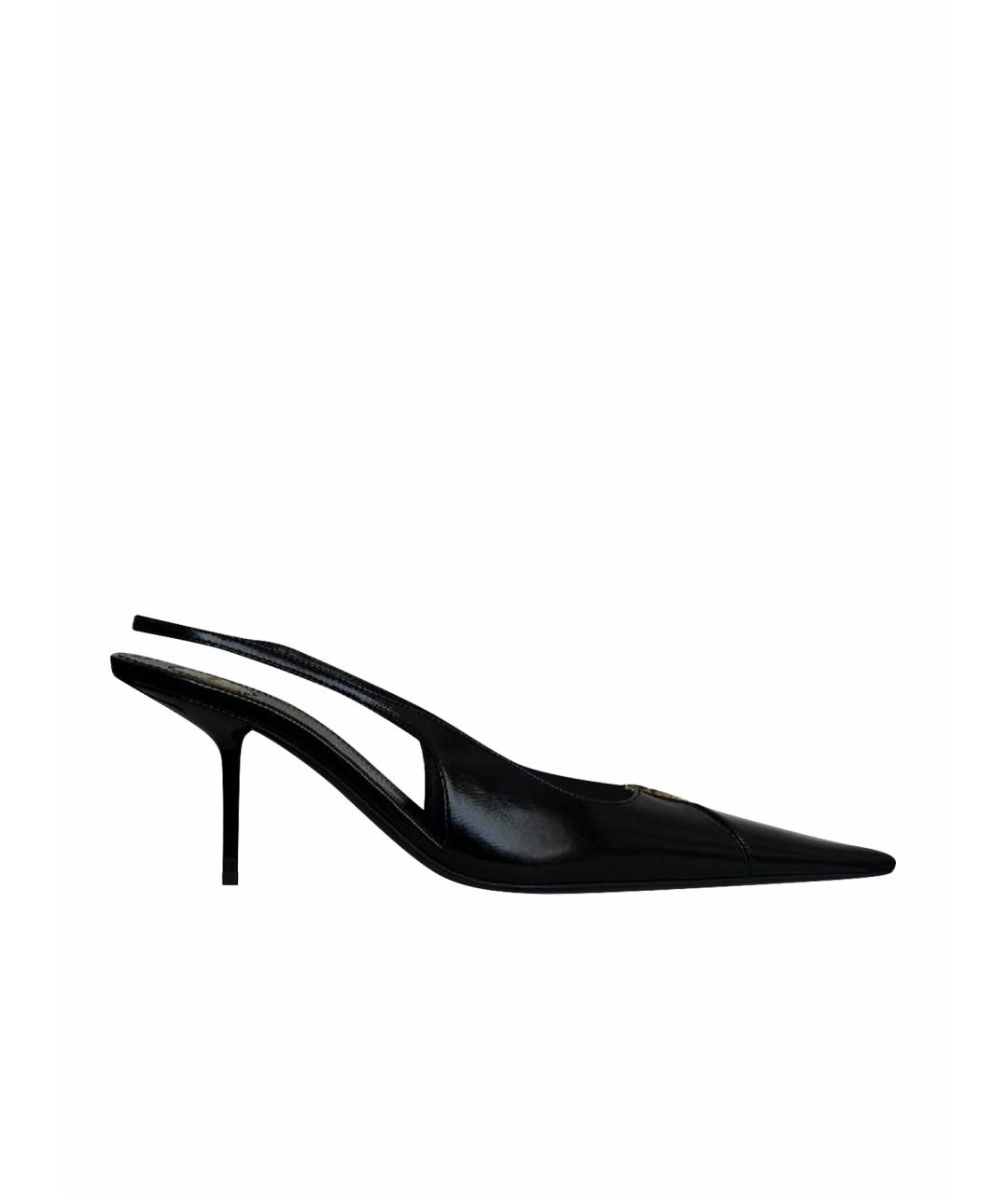 SAINT LAURENT Черные кожаные туфли, фото 1