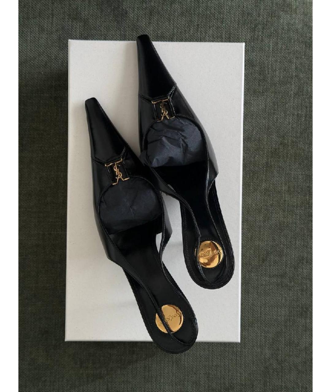 SAINT LAURENT Черные кожаные туфли, фото 3