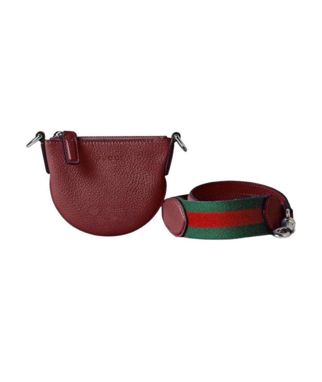 GUCCI Бордовая кожаная сумка через плечо, фото 6