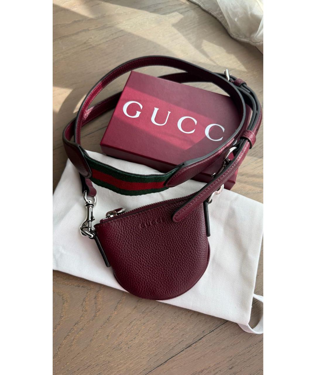 GUCCI Бордовая кожаная сумка через плечо, фото 2