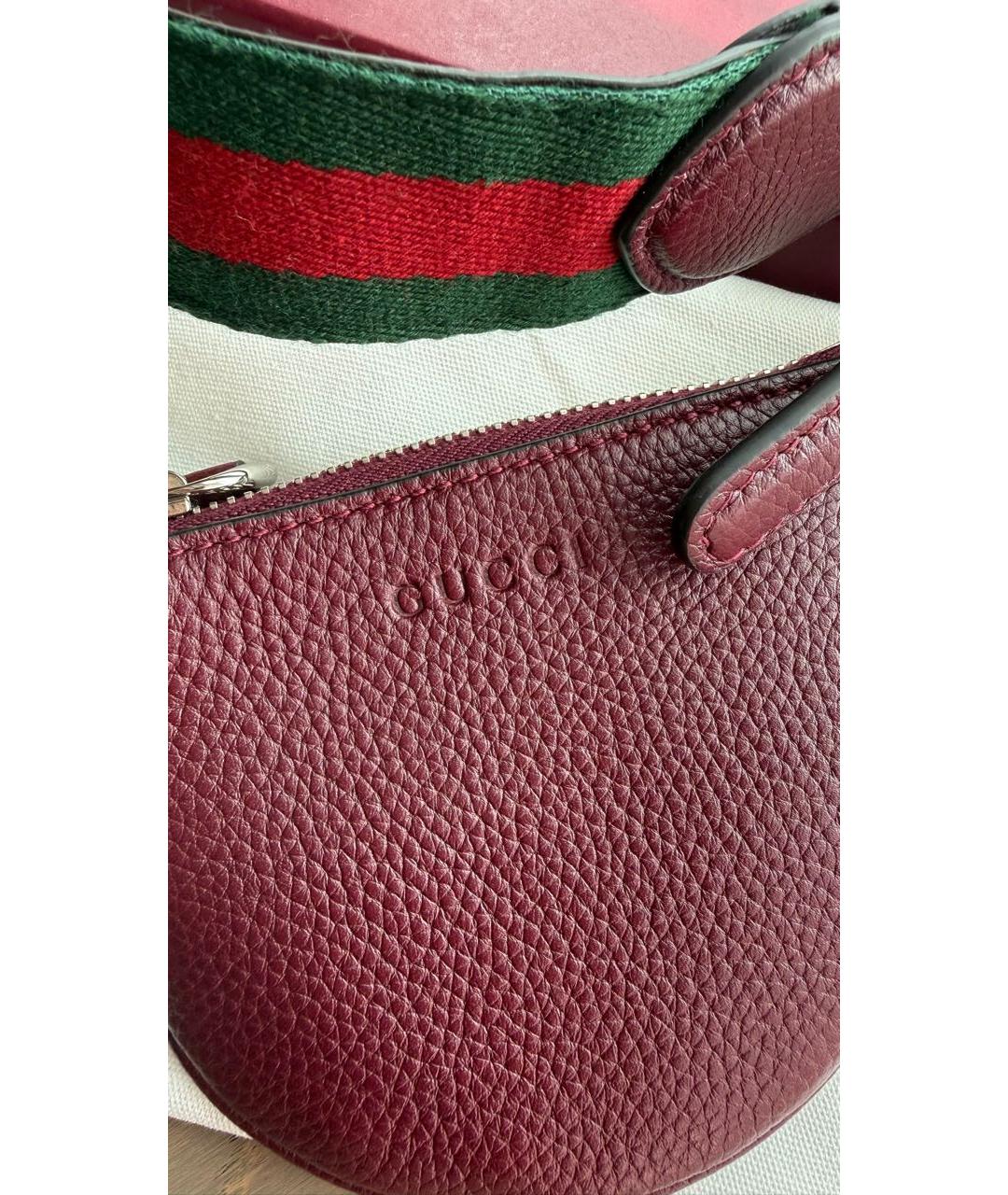 GUCCI Бордовая кожаная сумка через плечо, фото 4