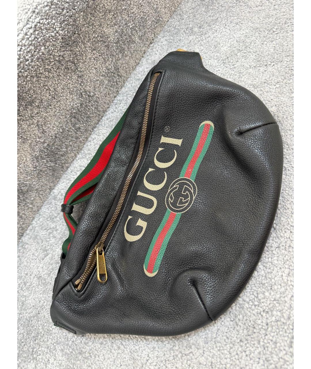 GUCCI Черная кожаная поясная сумка, фото 3