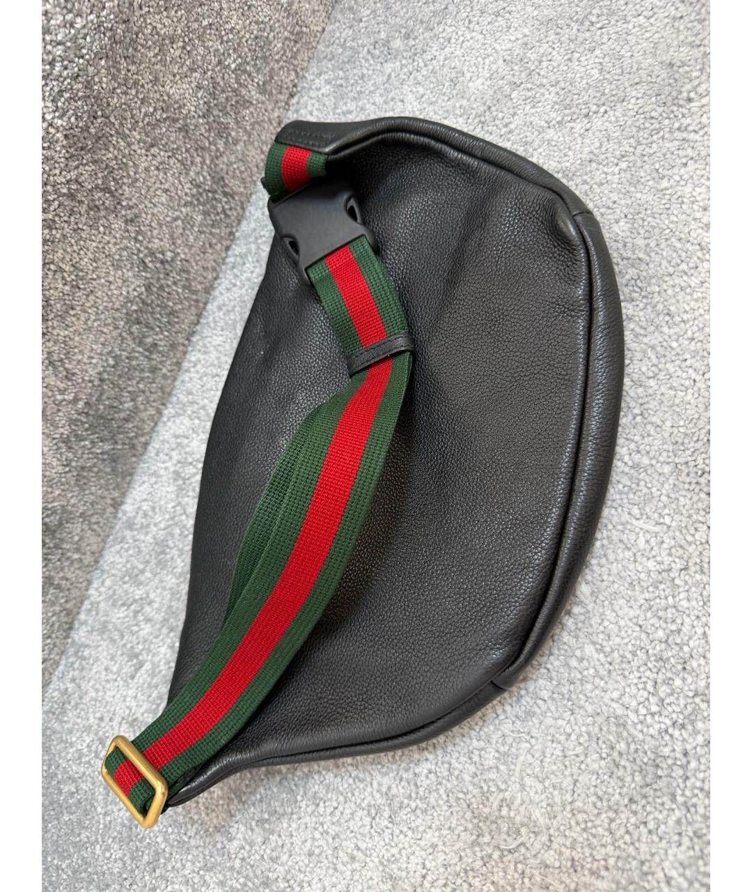 GUCCI Черная кожаная поясная сумка, фото 2