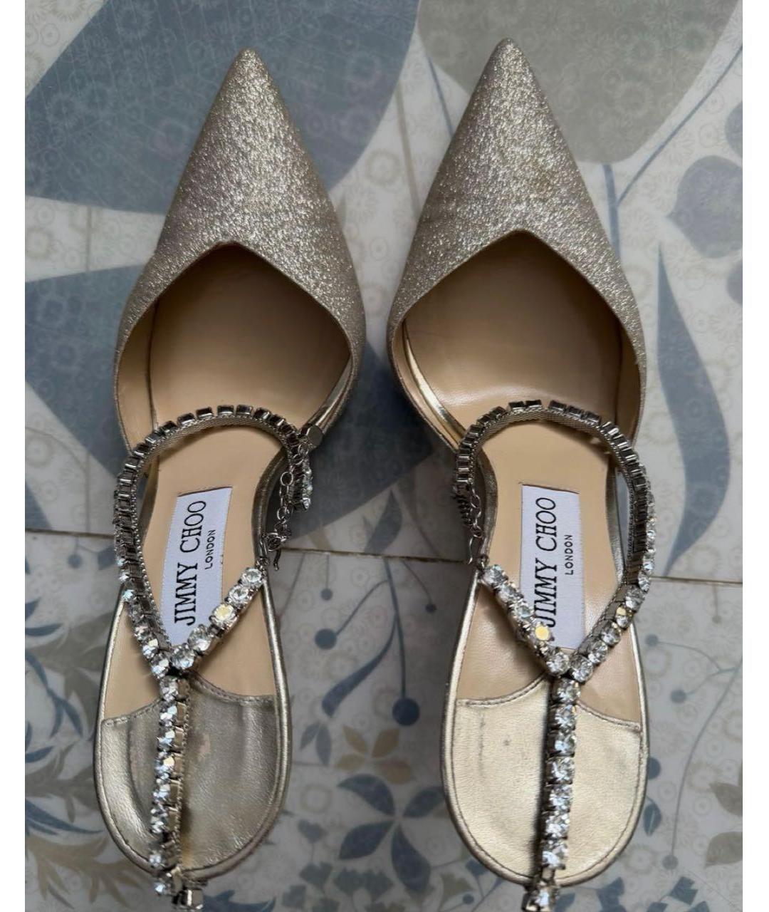 JIMMY CHOO Золотые кожаные туфли, фото 3