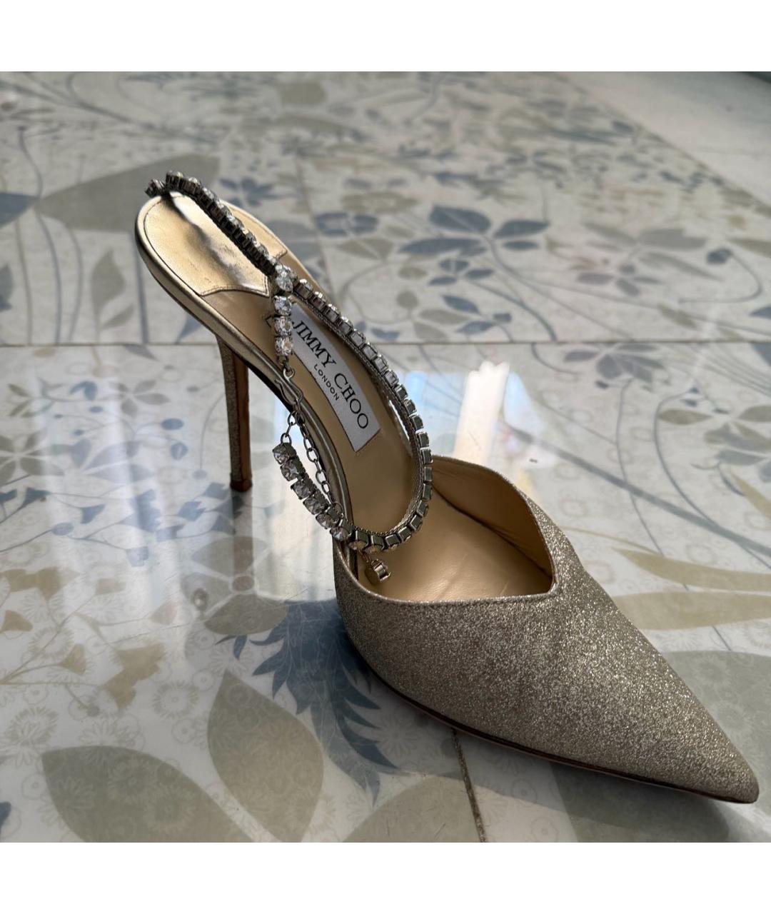 JIMMY CHOO Золотые кожаные туфли, фото 2